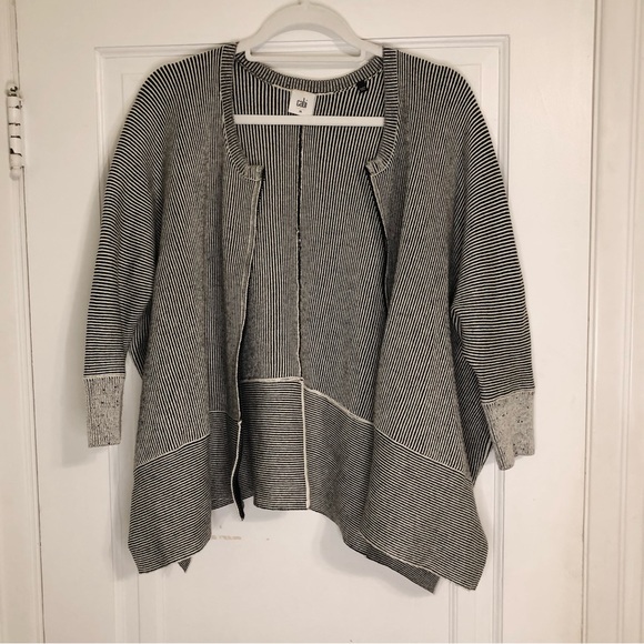 Cabi Striped Sweater Cardigan Black and White - Picture 2 of 5